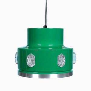 Swedish Space Age Green Hanging Lamp, 1970s