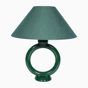 Lámpara de mesa era espacial de cerámica verde, años 70