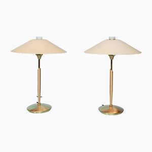 Mushroom Table Lamps with Glass Shades, Set of 2