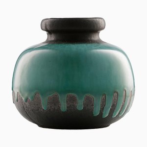 Ceramic Vase from Scheurich with Green Drip Glaze, West German, 1970s