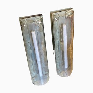 Large Space Age Murano Glass Sconces attributed to Mazzega, 1970s, Set of 2