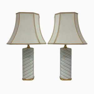 Ceramic Swirl Table Lamps, Italy, 1970s, Set of 2