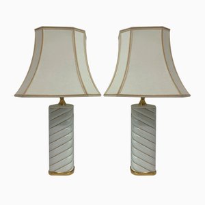 Lampes de Bureau Swirl en Céramique, Italie, 1970s, Set de 2