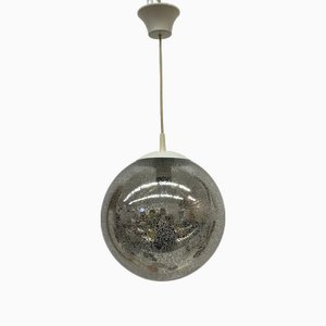 Lampe à Suspension Mid-Century en Verre et Flocons Dorés, 1970s