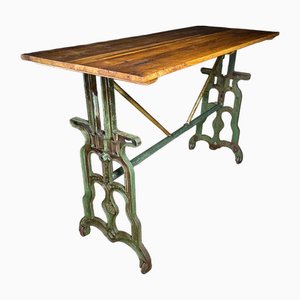 Standing Table with Green Cast Iron Chassis