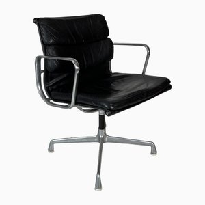 Black Leather Soft Pad Group Chair by Charles and Ray Eames for Herman Miller, 1960s