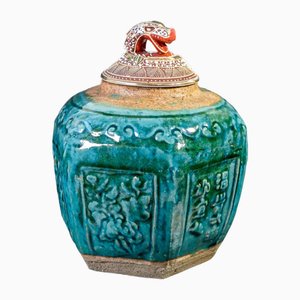 Vase en Céramique Peinte, Vernie et Dorée, Chine