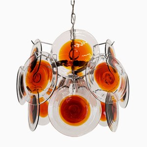 Vintage Murano Glass Disc Chandelier, Italy, 1960s