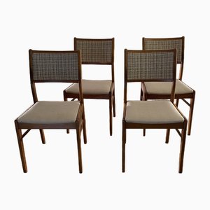 Chaises Vintage Scandinaves en Bois et Tissu, 1960s, Set de 4