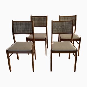 Vintage Scandinavian Wooden Chairs in Fabric, 1960s, Set of 4