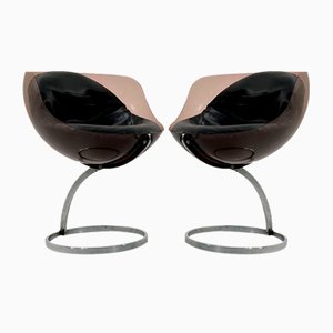 Sphere Dining Chairs attributed to Boris Tabacoff for Mobilier Moderne, 1970s, Set of 2