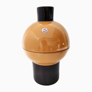 Postmodern Italian Burnt Orange and Black Ceramic Cookie Jar from Rometti, 1960s
