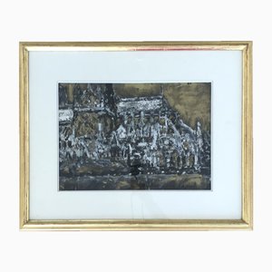 Paul Mathey, Composition de Notre Dame, Gouache sobre papel, Enmarcado