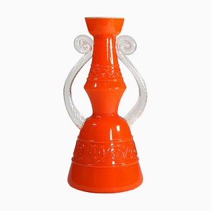 Italian Orange Glass Vase from Empoli, 1960s
