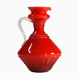 Vase en Verre Rouge d'Empoli, Italie, 1960s