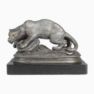 Antike Panther Skulptur aus Zinkguss, 1880er