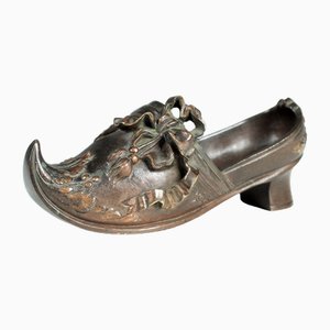 Plateau à Bijoux en Forme de Chaussure Ancien en Bronze, France, Fin du 19ème Siècle