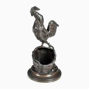 Figura de gallo en una cesta de Auguste Cain, década de 1800