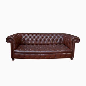Three-Seater Casterfield Sofa in Padded Leather, 1970s