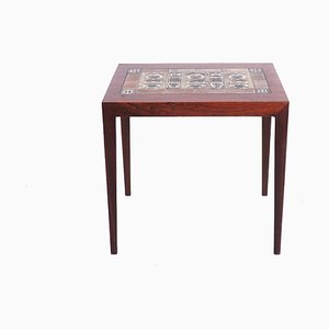 Rosewood Side Table with Baca Tiles by Severin Hansen for Haslev Møbelsnedkeri, 1960s