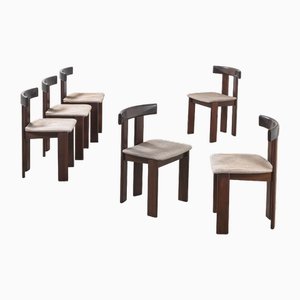 Esszimmerstühle aus Holz & Stoff von Mobilgirgi, 1970er, 6 . Set