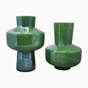 Vases Verts en Verre de Murano par Dogi, Italie, 1970s, Set de 2