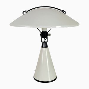 Italian White Lacquered Table Lamp in Aluminum by by Elio Martinelli, 1977