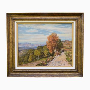 Sir Herbert Hughes-Stanton, Impressionistische Landschaft mit Figur, 1930, Öl auf Leinwand, Gerahmt