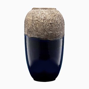 Jarrón Lava grande de cerámica en azul de medianoche de Scheurich Pottery, años 70