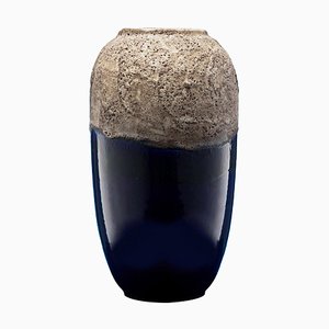 Large Lava Ceramic Vase in Midnight Blue from Scheurich Pottery, 1970s