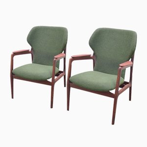 Mid-Century Wingback Easy Chairs in Teak, 1960s, Set of 2