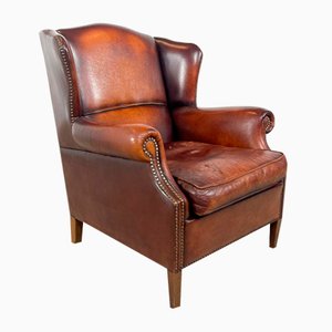 Vintage Sheep Leather Eemnes Wingback Armchair