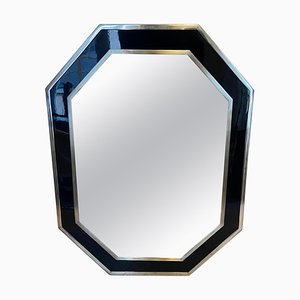 Chrome and Blue Lacquer Mirror, 1970s