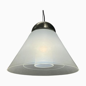 Lampada a sospensione in vetro lattimo di Mazzega, anni '70
