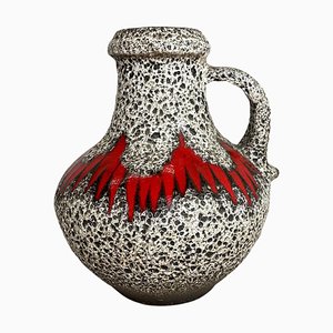 Vaso Zig Zag Fat Lava in ceramica di Scheurich Keramik, Germania, anni '70