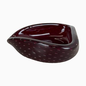 Large Shell-Shaped Bullicante RED Ashtray in Murano Glass from Venini, Italy, 1970