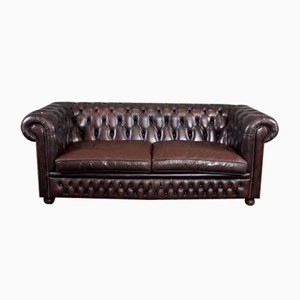 English Handmade 2.5-Seat Chesterfield Sofa in Cowhide Leather