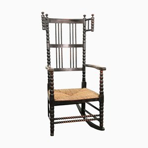 19th Century Arts and Crafts Ebonised Bobbin Rocking Chair, 1890s