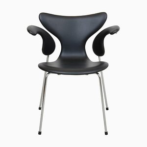 Butaca Lily 3208 de cuero anilina negro de Arne Jacobsen para Fritz Hansen