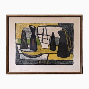 Black Vessels, 1950s, Lithograph, Framed