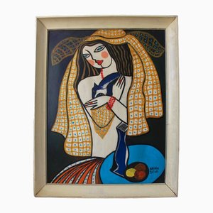 After Kadar Bela, Large Cubist Portrait, 1960s, Oil