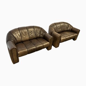 Vintage Leather Sofa, 1960s, Set of 2