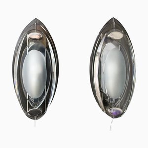 Apliques de cristal al estilo de Max Ingrand y Fontana Arte, años 60. Juego de 2