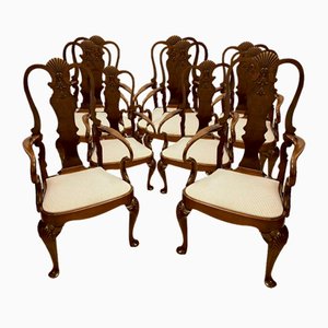 Victorian Walnut Dining Chairs, 1880s, Set of 10