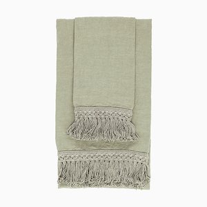 Linen Bath Towels with Long Fringe by Once Milano, Set of 2