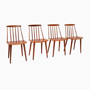 Danish Teak Dining J77 Chairs attributed to Folke Palsson, 1960s, Set of 4