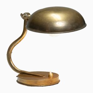 Lampada da scrivania con paralume regolabile in ottone attribuita ad Asea, anni '40