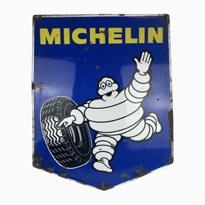 Cartel publicitario Michelin francés vintage esmaltado y metal, años 50