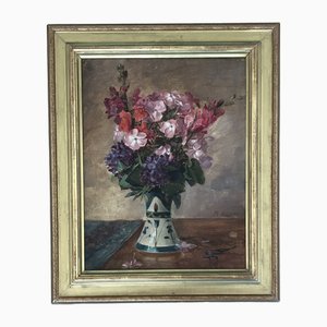 Franz Gebhard Lins, Fleurs en vase, 1921, Oil on Canvas, Framed