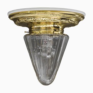 Art Deco Deckenlampe mit Original Glasschirm, Wien, 1920er